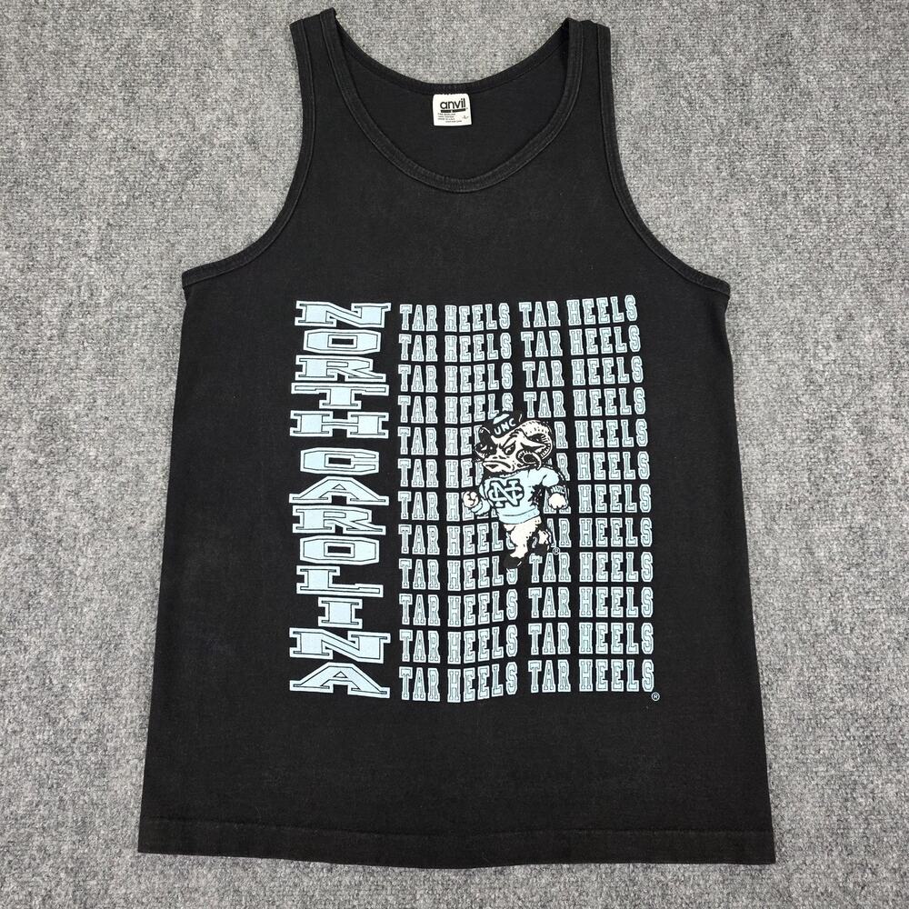 Vintage North Carolina Tar Heels Shirt Mens Large Black Tank Top Made in USA